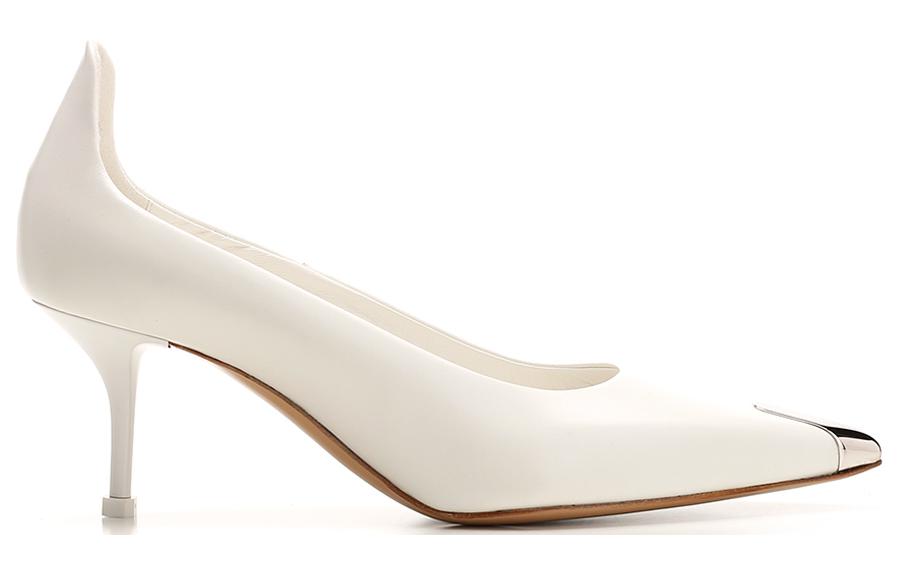 Order (W) Alexander McQueen Zapatos de Tacón Alto de Piel Punta Fina 'Blanco' 709999WHSWD9359