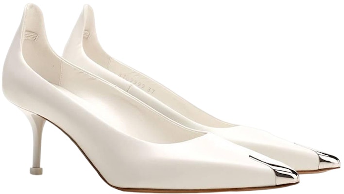 (W) Alexander McQueen Kulit Tumit Tinggi Hujung Tajam 'Putih' 709999WHSWD9359 Lookbook (W) Alexander McQueen Kulit Tumit Tinggi Hujung Tajam 'Putih' 709999WHSWD9359