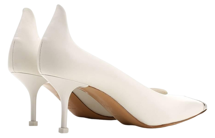 Shop (W) Alexander McQueen Zapatos de Tacón Alto de Piel Punta Fina 'Blanco' 709999WHSWD9359