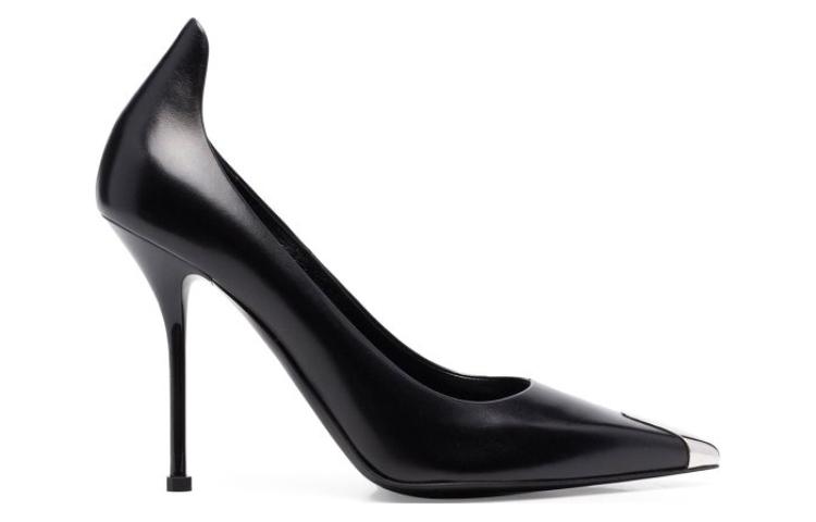 Shop (Women) Alexander McQueen Leather Pointed-Toe Stiletto 'Black' 709996WHSWD1081