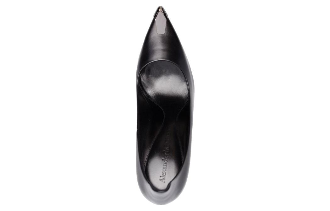 Purchase (Women) Alexander McQueen Leather Pointed-Toe Stiletto 'Black' 709996WHSWD1081