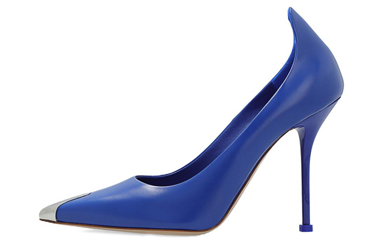 (Women) Alexander McQueen Leather Pointed High Heels 'Blue' 709996WHSWD4394