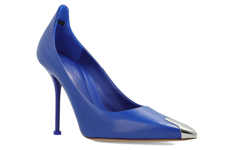 (W) Alexander McQueen Leather Pointed High Heels 'Blue' 圖 2