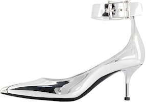 (Women) Alexander McQueen Leather Pointed Toe Buckle Stiletto 'Silver' 744483W4WG18100 (Women) Alexander McQueen Leather Pointed Toe Buckle Stiletto 'Silver' 744483W4WG18100