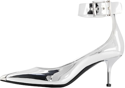 (W) Alexander McQueen Tacón Aguja de Cuero Plateado con Hebilla 744483W4WG18100 Buy (W) Alexander McQueen Tacón Aguja de Cuero Plateado con Hebilla 744483W4WG18100