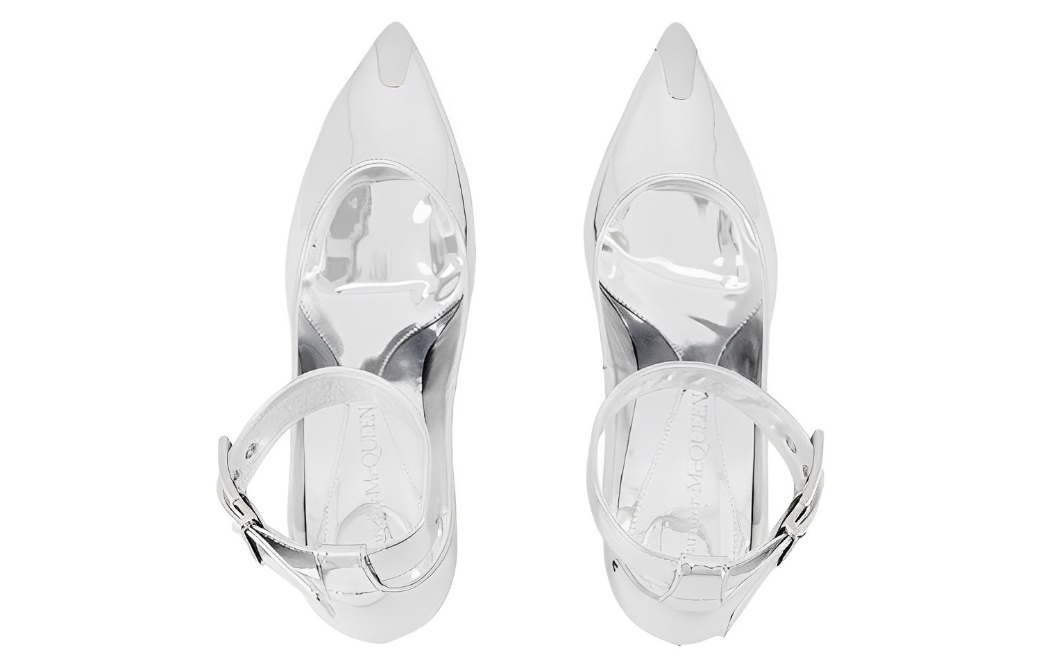 Lookbook (W) Alexander McQueen Tumit Tinggi Kulit Bertumit Runcing 'Perak' 744483W4WG18100