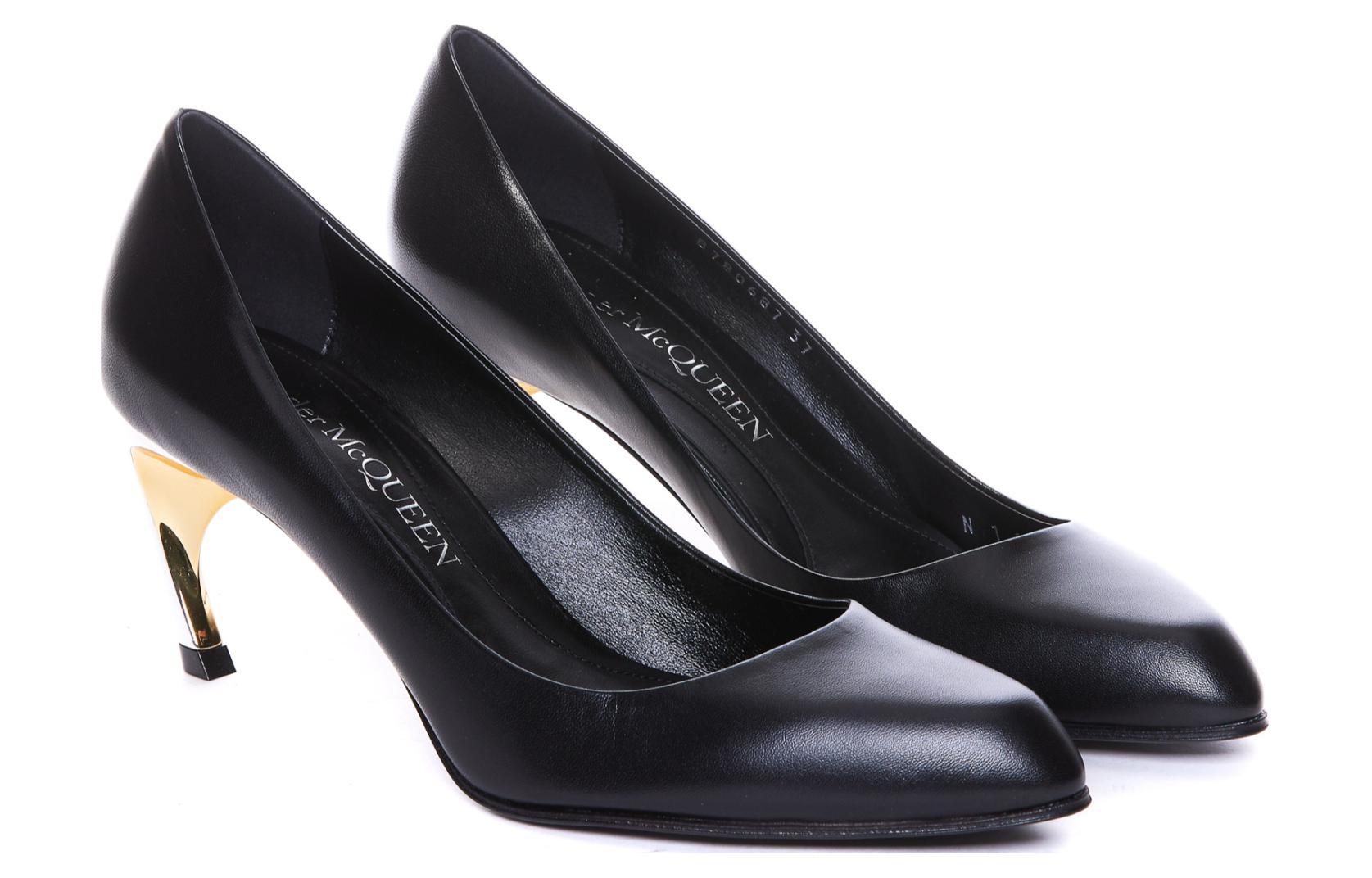 Order (W) 알렉산더 맥퀸 블랙 가죽 슬립온 스틸레토 6.5cm 780687WIEX21399