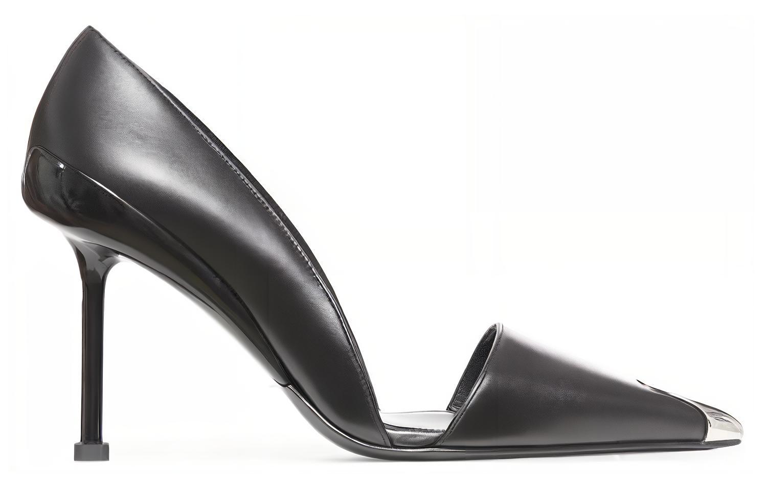 Order (W) Alexander McQueen Leren Puntige Slip-On Zwart ''Comfortabele Antislip Hoge Hak'' 768104WIEA31081