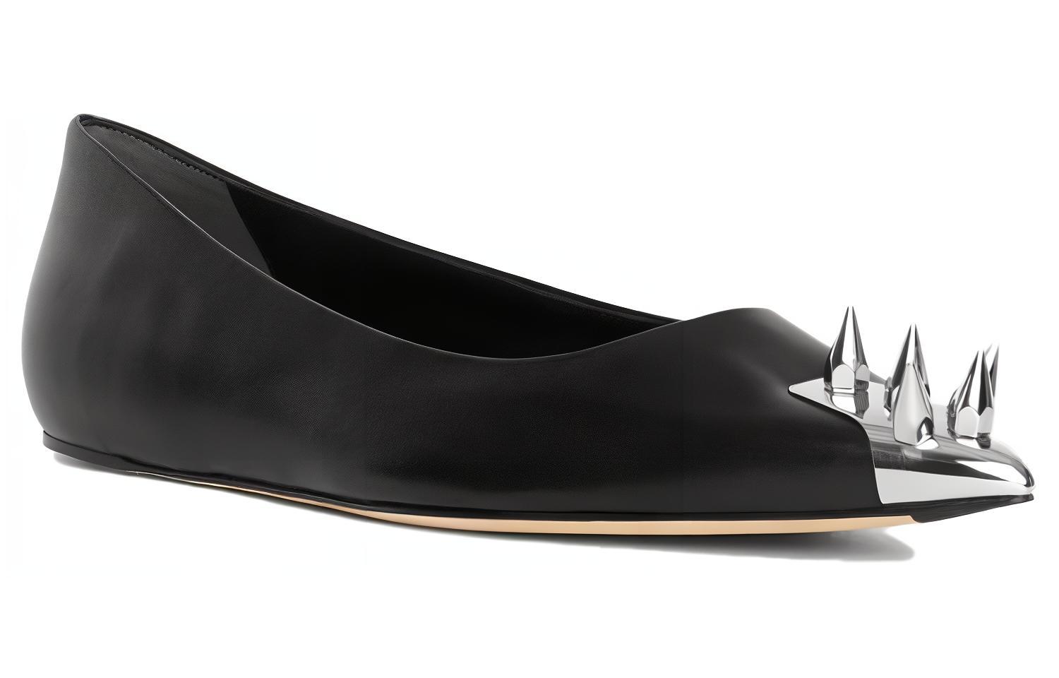 Lookbook (Women) Alexander McQueen Leather Pointed Toe Slip-On 'Black' 651815WIA141081