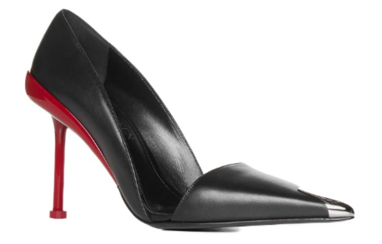 Lookbook (W) 亚历山大·麦昆黑色皮革尖头高跟鞋 768104WIEA31695