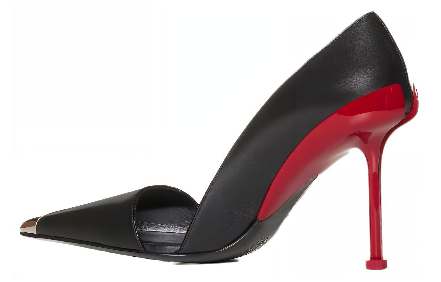 Shop (W) 亚历山大·麦昆黑色皮革尖头高跟鞋 768104WIEA31695