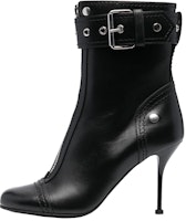 (Women) Alexander McQueen Leather Round Toe Stiletto Ankle Boot 'Black' 757505WIDR3 (Women) Alexander McQueen Leather Round Toe Stiletto Ankle Boot 'Black' 757505WIDR3