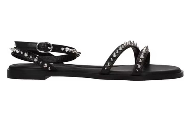 Order (W) 알렉산더 맥퀸 블랙 레더 샌들 697145WIC711081