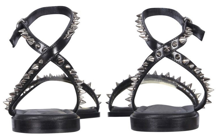 Shop (W) 알렉산더 맥퀸 블랙 레더 샌들 697145WIC711081