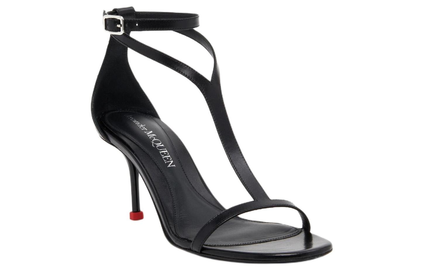 Order (W) 알렉산더 맥퀸 블랙 가죽 컴포트 샌들 790115WIFD11037