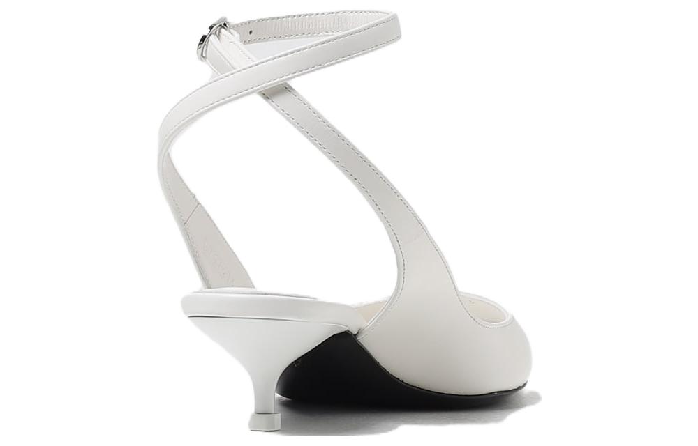 Shop (W) Sandalia de Cuero Alexander McQueen 'Hebilla Blanca' 757494WIEA19359