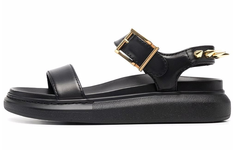 (Women) Alexander McQueen Leather Sandals 'Simple Black' 658061WHWQ21088