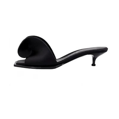 (W) Alexander McQueen Leather Slide 'Black CMFT Fashion'