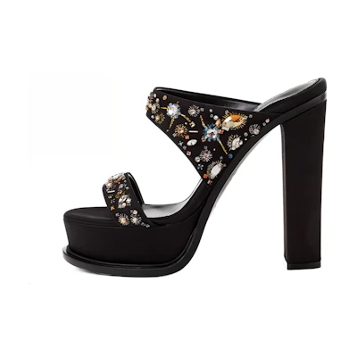 (W) Alexander McQueen Leather Slide 'Black Simplistic'
