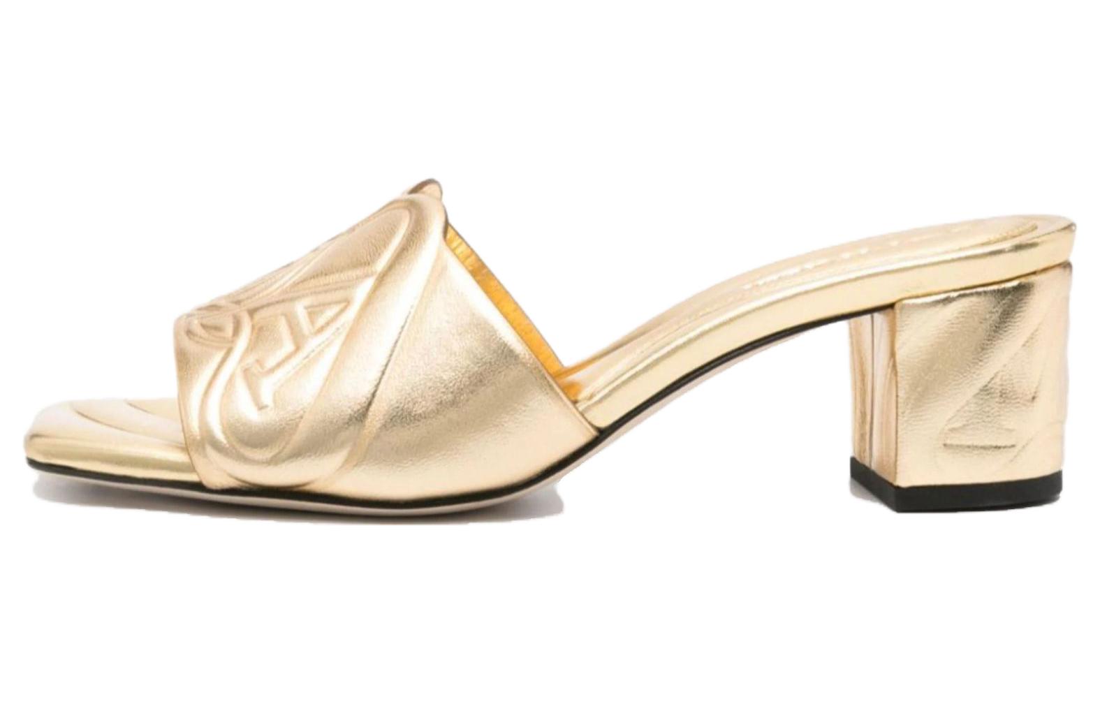 (Women) Alexander McQueen Leather Slide 'Gold' 780713WIF138000