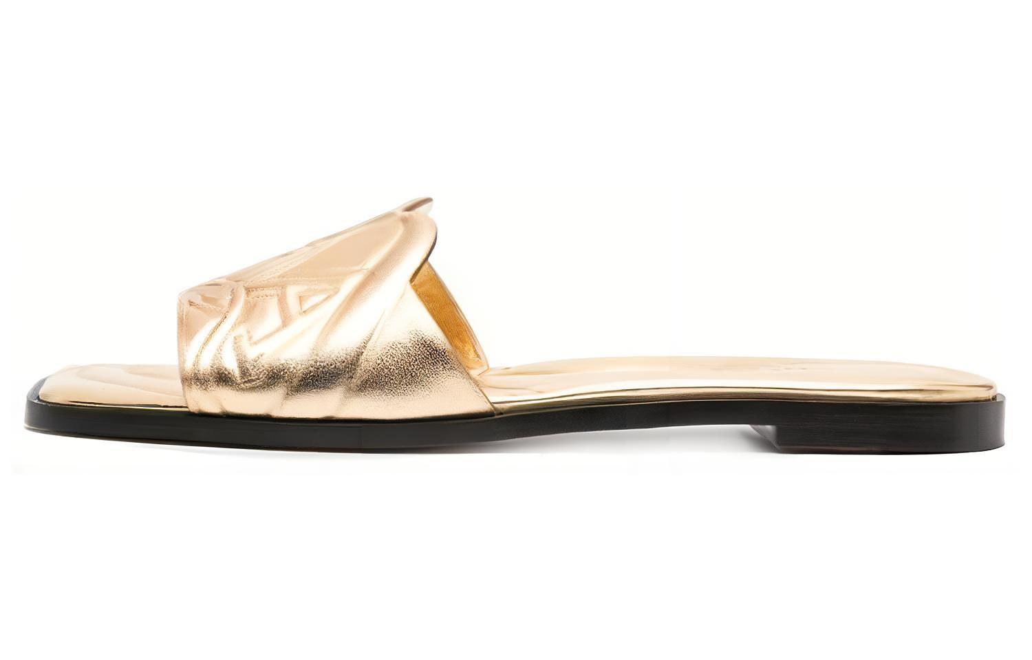 Buy (W) Alexander McQueen Sandal Kulit 'Gold Fashion' 780714WIF138000