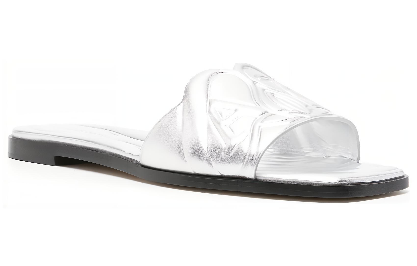 Order (W) Alexander McQueen Leren Slide ''Zilveren Comfort'' 780714WIF138100