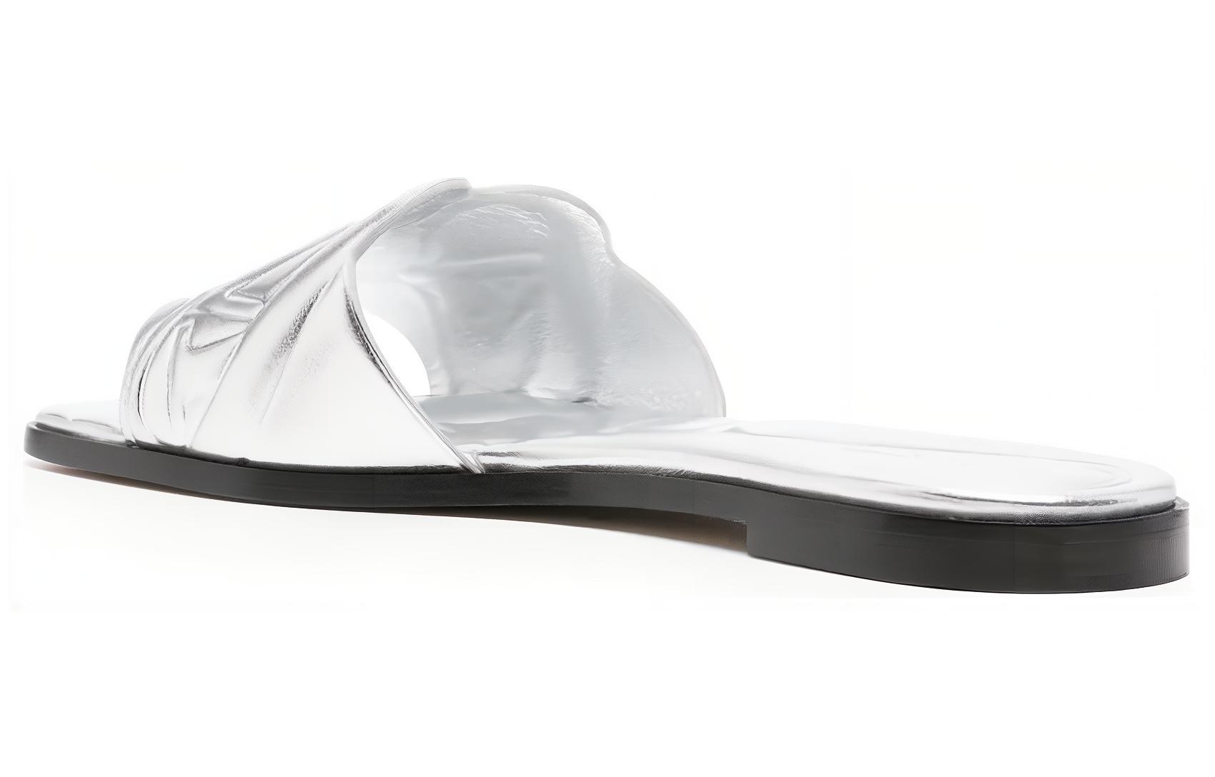 Lookbook (W) Alexander McQueen Leren Slide ''Zilveren Comfort'' 780714WIF138100