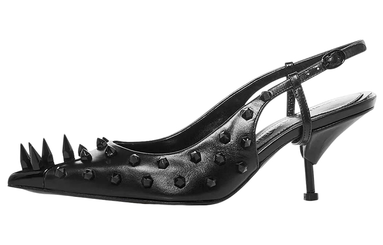 (Women) Alexander McQueen Leather Slides 'Black Fashion' 708050WIC741000