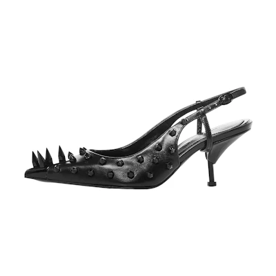 (W) Alexander McQueen Leather Slides 'Black Fashion'