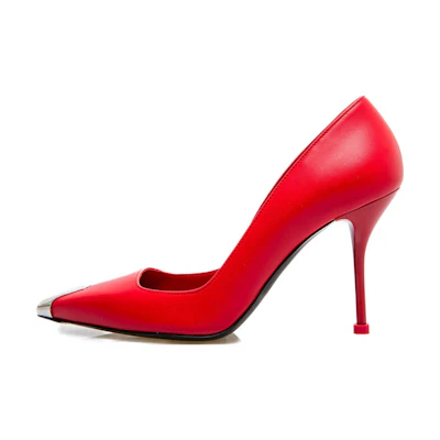 (W) Alexander McQueen Leather Slip-On 'Red High Heel'