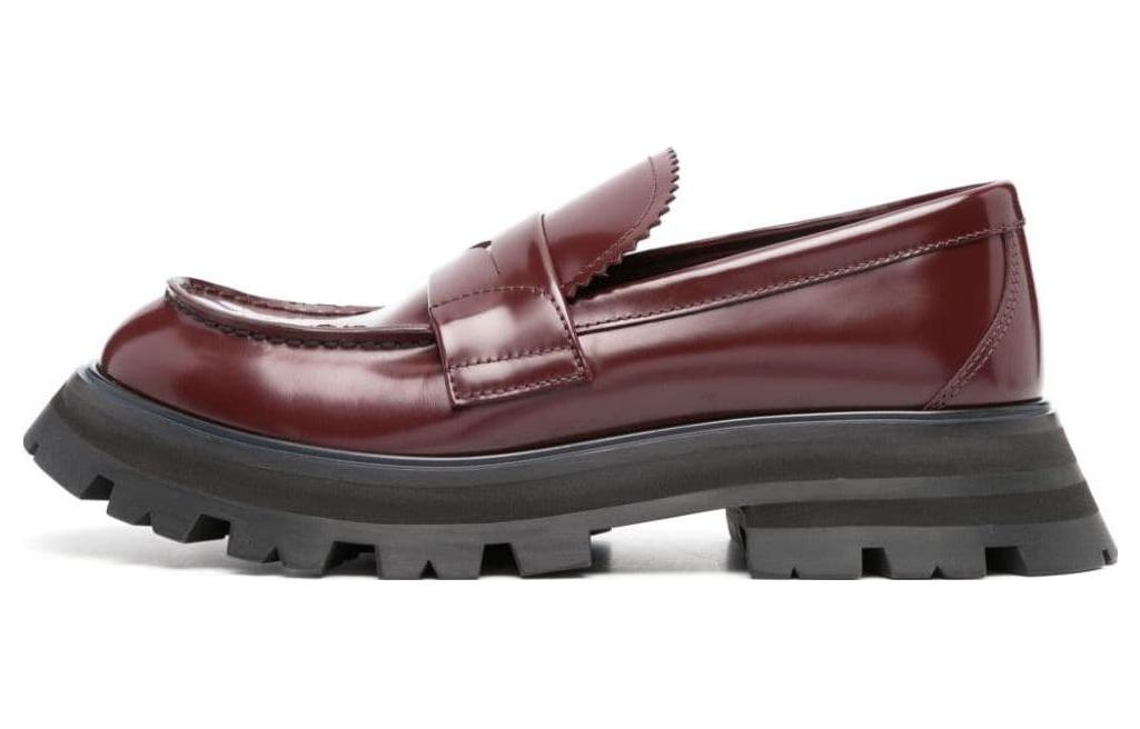 Buy 亞歷山大·麥昆 牛皮 圓頭套腳 樂福鞋 女款 棕色