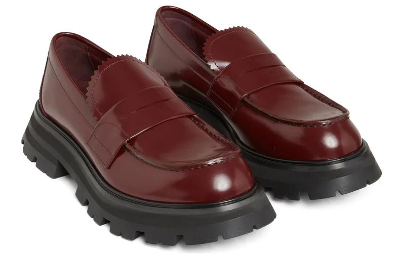 Lookbook 亞歷山大·麥昆 牛皮 圓頭套腳 樂福鞋 女款 棕色