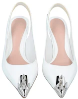 Shop (W) Alexander McQueen Leder Slip-On Wedge Sandale ''Weiß'' 651709WHV7B9795