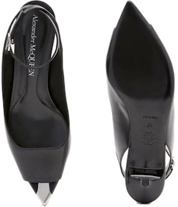 Alexander McQueen亞歷山大麥昆 皮革 露跟搭扣 時尚涼拖 4cm 女款 黑色 Purchase Alexander McQueen亞歷山大麥昆 皮革 露跟搭扣 時尚涼拖 4cm 女款 黑色