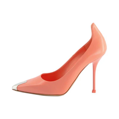 (W) Alexander McQueen Leather Slip-On Pointed Toe Stiletto 'Pink'