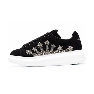 (W) Alexander McQueen Leather Sneaker 'Crystal Star Black'