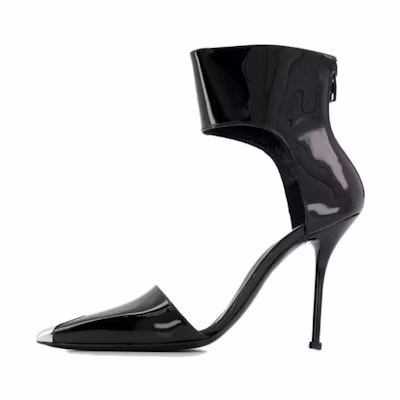 (W) Alexander McQueen Leather Stiletto 'Black Fashion Pointed'