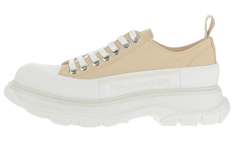 (Women) Alexander McQueen Leather Suede Lace-up Platform Boots 'Beige' 611705W4L3A2163