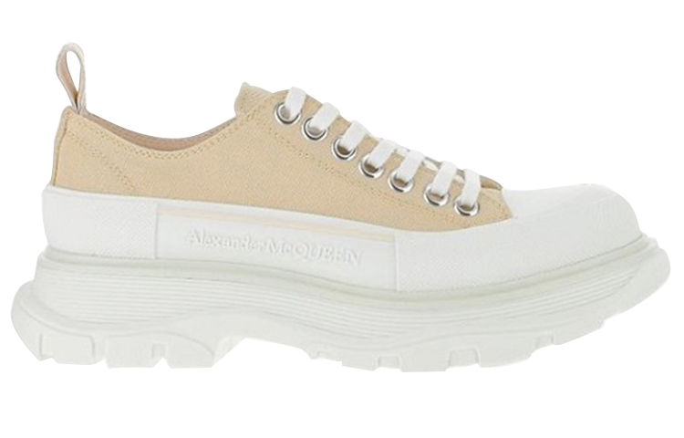(W) Alexander McQueen Leather Suede Lace-up Platform Boots 'Beige' 圖 2