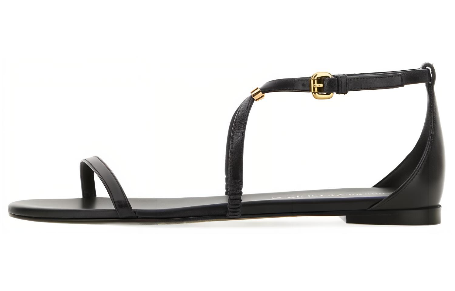 Buy (W) アレキサンダー・マックイーン レザー トループサンダル (黒) 787159WIEX91088