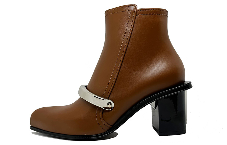 (Women) Alexander McQueen Leather Zip Booties 'Brown' 633482WHWQ82084