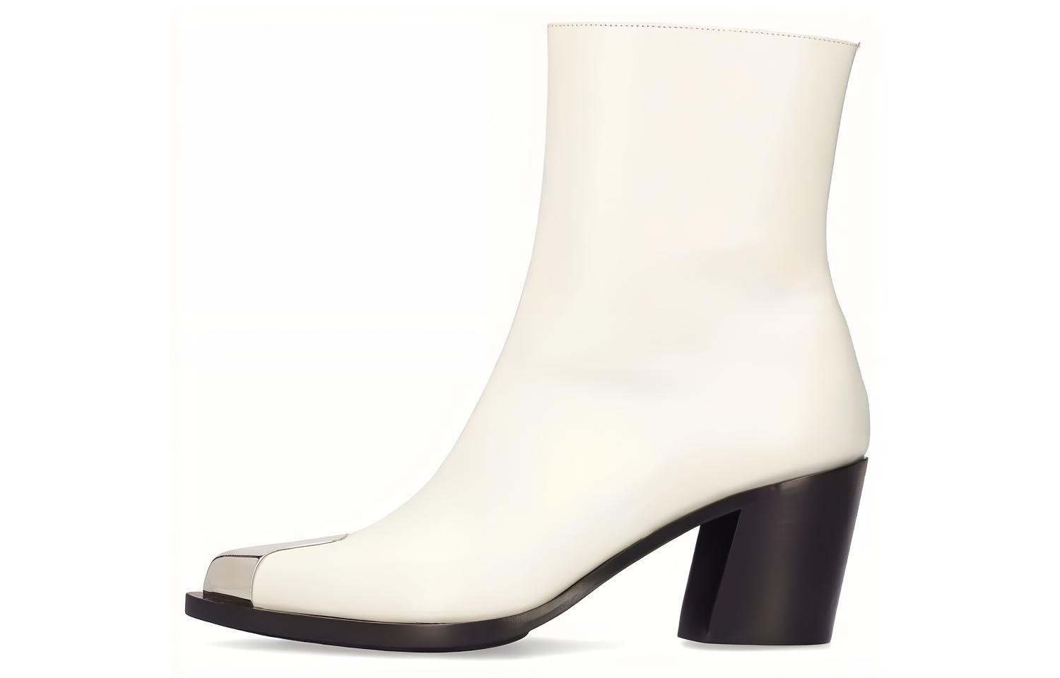 (Women) Alexander McQueen Leather Zip Fashion Ankle Boots 7cm 'White' 709986WHSWD9359