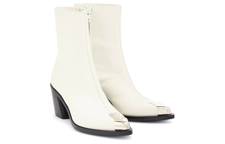 Order (W) 亚历山大·麦昆白色皮拉链时尚7cm短靴 709986WHSWD9359