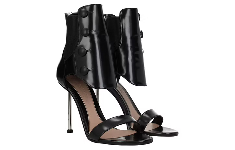 Order (W) Sandales en Cuir à Fermeture Éclair Alexander McQueen ''Noires'' 559913WHV711012