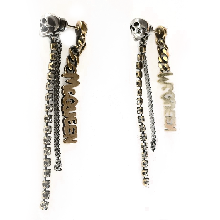 (Women) Alexander McQueen Logo Design Earrings  Gold 734766-J160T-7286