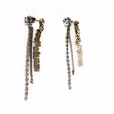 (Women) Alexander McQueen Logo Design Earrings Gold 734766-J160T-7286