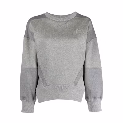 (Women) Alexander McQueen Logo Embroidered Patchwork Sweatshirt Grey. 665459-QLAA9-0532