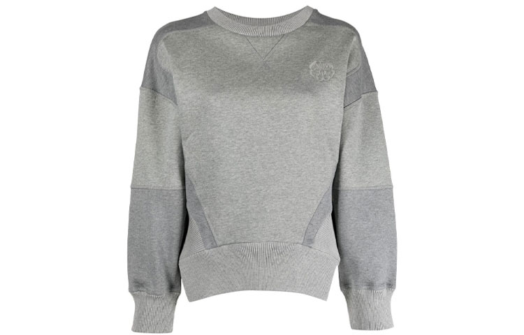Order (Women) Alexander McQueen Logo Embroidered Patchwork Sweatshirt Grey. 665459-QLAA9-0532