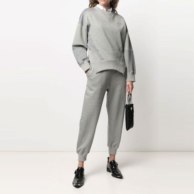 (Women) Alexander McQueen Logo Embroidered Patchwork Sweatshirt Grey. 665459-QLAA9-0532 Lookbook (Women) Alexander McQueen Logo Embroidered Patchwork Sweatshirt Grey. 665459-QLAA9-0532