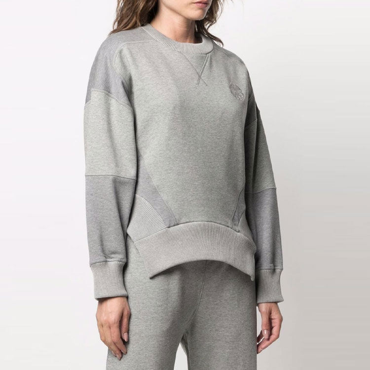Shop (Women) Alexander McQueen Logo Embroidered Patchwork Sweatshirt Grey. 665459-QLAA9-0532